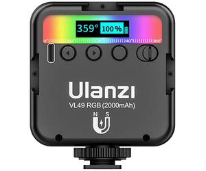 Ulanzi VL49 RGB Mini Multi Color LED lampada video per smartphone e camera, luce di riempimento con temperatura colore regolabile (RGB + 2500K-9000K) e batteria da 2000 mAh per video Vlog Streaming