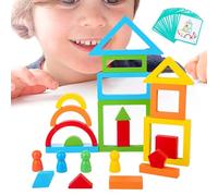 ulapithi Giocattoli impilabili in legno dell'iride,Blocchi di costruzione in legno dell'iride,Giocattoli Tangram di educazione prescolare - Giocattoli di costruzione impilabili con forma geometrica