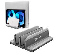 ULBRE Supporto verticale per laptop [2021 ver doppio regolabile a 4 slot desktop MacBook supporto dock compatibile con tutti i MacBook, Chromebook, Surface, Dell, iPad Pro fino a 17,5 pollici (grigio)