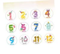 ULDIGI 12 Pezzi Adesivi Mese per Ragazzo Ragazza Decorativi e Creativi Pellicola Mensile Riutilizzabile Senza Residui Adatti per Foto Ricordo e Album Crescita