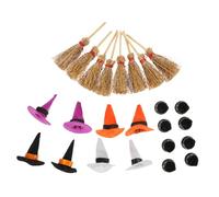 ULDIGI 1set Decorazioni Di Halloween Con Mini Cappelli Da Strega Scopetta e Calderone Per Festività e Miniature Domestiche