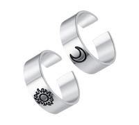 ULDIGI 2 pezzi Anelli Unisex Aperti Vintage in Acciaio Resistente Design Stellare e Celeste Stile Minimalista Elegante per Festa e Uso Quotidiano