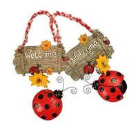 ULDIGI 2 pezzi Decorazioni Porta Ingresso Coccinella in Resina Targhetta Benvenuto da Appendere Ornamenti Casa Stagionali Regalo Festa e Natale