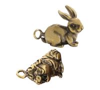 ULDIGI 2 Pezzi Vintage Brass Bunny And Tiger Charms Mini Animal Pendants For Jewelry Making Keychains Bracelets Handbag Decorations