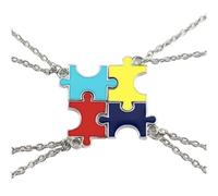 ULDIGI 4 Pezzi Collane Amicizia Fashion Creative Pendenti Interlocking | Gioiello Coordinato per Amiche, Stile Creativo e Moda, Regalo per Gruppi di Quattro, per Collo
