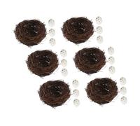 ULDIGI 6set Nido Artificiale in Rattan Ornamento Pasquale con Uova Incluse Decorazione per Giardino Casa Cortile Idea Regalo Unica per Amanti della Natura