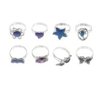 ULDIGI 8 pezzi Anelli Regolabili Cambio Colore Temperatura Anello ad Apertura per Donna e Design Animali Carini e Mood Ring per Esprimere Sentimenti