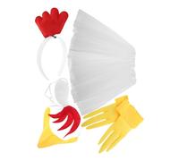 ULDIGI Accessori Costume Pollo Bianco per Feste e Cosplay Fascia Testa con Piume Zampe e Coda Gonna Tutu in Tulle Leggera per Halloween Natale e Eventi Tema Animali della Fattoria