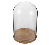 ULDIGI Campana di Vetro Trasparente con Base in Bambù Cloche Protettiva per Piante e Fiori Conservati Espositore Decorativo per Artigianato e Scenari Miniatura per Natale e Ringraziamento