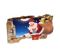 ULDIGI Natalizio Adesivo Da Parete Babbo Natale E Regali Decorazione Murale Rimovibile Pvc Per Casa Finestre Porte 3d