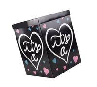 ULDIGI Scatola Decorativa per Feste Gender Reveal in Carta Pieghevole Nera Scatola Palloncini per Shower e Compleanni Contenitore per Rivelazione o Bambina