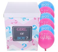 ULDIGI Scatola Gender Reveal Palloncini per Rivelazione del Sesso Ragazzo Ragazza o Bambina Set di 7 Palloncini Decorazione per Shower Montaggio Veloce