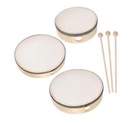 ULDIGI Set 6 Pezzi Strumenti a Percussione per Bambini Tamburi a Cornice in Legno da 6", 8" e 10" Bacchette, Tamburo a Percussione Leggero lo Sviluppo del Senso del Ritmo e Coordinazione Manuale