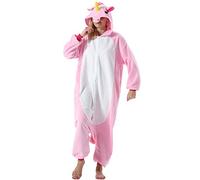 ULEEMARK Donna Pigiama Anime Cosplay Halloween Costume Attrezzatura Adulto Ummo Animale Onesie Unisex Unicorno Rosa per Altezze da 140 a 187 cm
