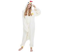 ULEEMARK Kigurumi Pigiama Anime Cosplay Halloween Costume Attrezzatura Adulto Animale Onesie Unisex, Pollo per Altezze da 140 a 187 cm
