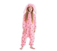 ULEEMARK Tuta Intera Tutina Pigiama Animale per Unisex Bambina Bambino Coniglio Rosa Altezza per 140cm