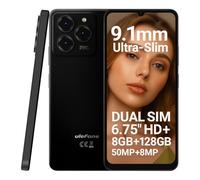 Ulefone Android 14 Cellulare NOTE 20 PRO, 6,75'' HD+ Grande Schermo, 8GB RAM+128GB ROM, 50MP+8MP+2MP, Smartphone DUAL SIM, Batteria 6000mAh, Impronte Digitali+Riconoscimento Facciale, GPS, Nero