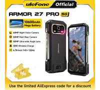 Ulefone Armor 27 Pro 5G Telefono robusto Smartphone 10600mAh Fotocamera 50MP 64MP Notte Android 15 Fino a 24GB + 256GB NFC Telefono impermeabile