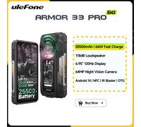 Ulefone Armor 33 Pro 5G Telefono robusto 25500 mAh 512 GB ROM 120 Hz Doppio schermo 6,59 "3,4" Schermo posteriore NFC Smartphone Android Armor 33 Pro