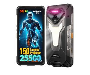 Ulefone Armor 34 Pro Plus 5G Rugged Smartphone, 25500mAh AI Smartphone con 150 Lumen Proiettore, 32GB+512GB, Dimensity 7400X Telefono Indistruttibile 6.95″ FHD/120Hz, Android 15/64 MP+50MP/NFC/WIFI 6E