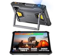 Ulefone Armor Pad 5 Ultra 5G Tablet Rugerizzato con Proiettore 200LM, 24200mAh, Rugged, 32GB + 512GB Android 15, IP69k Antiurto,1000LM Luce Campeggio Tablet 11 Pollici IP68 64MP+Visione Notturna 64MP