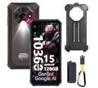 Ulefone Armor X16 Rugged Smartphone Android 15, 12GB+128GB/SD-2TB, 48MP+16MP+20MP Visione Notturna con 133LUM Torcia Abbagliante 6.56" 10360mAh Helio G91, 3-Slots/Face ID/Fingerprint/GPS/OTG/NFC Nero