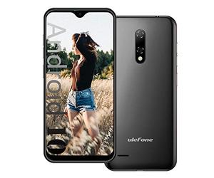 Ulefone NOTE 8P, Android 10 4G Smartphone Offerta, 5,5'' Waterdrop Schermo Telefono Cellulare, 2 GB + 16 GB, DUAL SIM + SD (3 Slot Per Schede), Sblocco Facciale, 8 MP + 2 MP + 5 MP, GPS - Nero