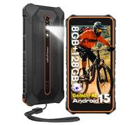 Ulefone Rugking 2 Pro Rugged Smartphone 8GB+128GB/2TB, Android 15 Telefono Indistruttibile 5.45" HD+ Vetro Corning Gorilla, 4550mAh Caricabatterie per sedili/4G Cellulare 3 Slot/NFC/OTG/GPS/Gemini AI