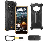 Ulefone RugKing 3 Pro Cellulare Android 15, 5700mAh AI Rugged Smartphone 16GB+128GB/SD-2TB, Octa-Core 48MP+8MP Telefono Impermeabile 6.56" 120Hz, 120LM Super Torcia/3-Slots/OTG/NFC/GPS Orange