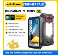 Ulefone RugKing 5 Pro, telefono rugged con batteria da 20000 mAh e lunga autonomia, Android 16, 16 GB di RAM, 256 GB di ROM, certificazione IP68/IP69K, display da 6,78 pollici, 4G globale.
