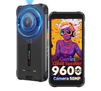Ulefone RugKing Smartphone Rugged Android 15, 9600mAh Cellulare, 16GB+128GB/SD-2TB, Octa-Core AI, IP68K Resistente Fotocamera 50MP+8MP, 5,99", Altoparlante 126 dB, LED 126 lm, 3 Slot, OTG, GPS, NFC