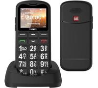 uleway Telefono Cellulare per Anziani, GSM Dual SIM Cellulare con Tasti Grandi e Volume Alto, Funzione SOS, Chiamata Rapida, Base di Ricarica, Torcia LED, USB-C, Nero