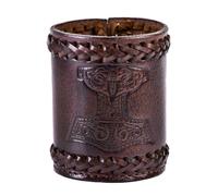 Ulfberth Battle-Merchant Beker Dei Dadi In Pelle Con Fregio Thorshammer Marrone