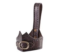 Ulfberth Battle-Merchant | Supporto per corno d'acqua in pelle con goffratura | Supporto per corna | Supporto per corno di methorn | corno medievale vichingo LARP (da 0,4 l a 0,9 l)