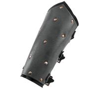 Ulfberth - Coppia di protezioni per braccia in pelle, con base in pelle scamosciata, borchie e fibbie - Bracciali vichinghi - Medioevo, LARP