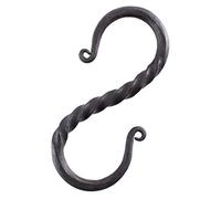 Ulfberth Gancio a S, stile rustico, medievale, torcigliato, 10 cm | Gancio vichingo forgiato a mano, multiuso, cucina, appendiabiti, vintage, LARP, Reenactment