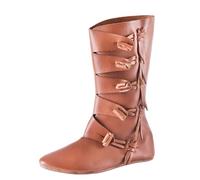 Ulfberth - Stivali vichinghi medievali, marrone - Stivali in pelle alti al polpaccio per gli appassionati di rieenactment, LARP e medievali, marrone, 41 EU