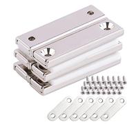 ULIBERMAG Magnetpro 6 pezzi magneti rettangolari 22 KG Kraft 40 x 13,5 x 5 mm con controparti e foro fresato, magnete in vaso domestico ed industriale con vite