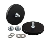 ULIBERMAGNET 2 magneti rotondi antigraffio da 27 kg rivestiti in gomma al neodimio con perno filettato maschio M8, supporto magnetico potente per illuminazione, fotocamera, strumenti e attrezzature