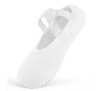 Ulicox Scarpette Danza Classica Bambina Elastic Mezze Punte Ginnastica Scarpe Ballerina Donna Suola Divisa Ballo Pantofole Bianco 33