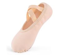 Ulicox Scarpette Danza Classica Bambina Elastic Mezze Punte Ginnastica Scarpe Ballerina Donna Suola Divisa Ballo Pantofole Beige 28
