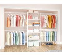 Ulif Sistema organizer per armadio M2, altezza 1,8 m, montato alla parete, con 4 aste espandibili, 5 ripiani da 59,9 cm di lunghezza x 36,8 cm di larghezza, adatto per spazio totale da 1,8 a 2,7 m,