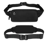 ULIFEBETTER Marsupio sottile da corsa per donne e uomini, marsupio da corsa, piccolo, nero, leggero, nero, impermeabile, essenziale per la corsa (20 x 7,9 cm), nero, Per esterni