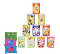 Ulifeme Tiro al Barattolo, Gioco di Latta per Bambini e Adulti, Mira al Barattolo per Giochi in Giardino o All'aperto, Tiro al Bersaglio per Feste, 10pcs Lattine di Modello Principe e 3pcs Beanbags