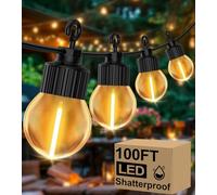 ULIGHTOWN Luci a festone per esterni, 30 m, collegabili, con lampadine G40 infrangibili, 4 modalità e timer, impermeabile IP44, luci da giardino alimentate a rete elettrica per esterni patio gazebo