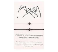 ULIJTH 2 pezzi nero calcoli biliari europei e per creativo tessuta a mano regolabile coppia braccialetti per fidanzato e fidanzata regolabile, Misura unica, come descritto