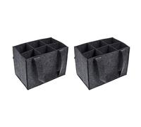 ULIJTH 2 sacchetti per vino in feltro con 6 scomparti, imbottitura antiurto e manico rinforzato per un trasporto sicuro (116 Chars), portabottiglie in feltro con manico, Grigio, Taglia unica