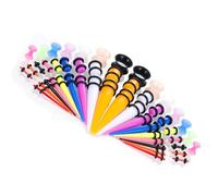 ULIJTH 50 Unità Acrilico Piercing Gioielli Set Con Multi Size Taers E Selezione di Colore Acrilico Piercing Tappi Per Le Orecchie Varietà Dimensioni Orecchio Stretching Kit, Misura unica, come