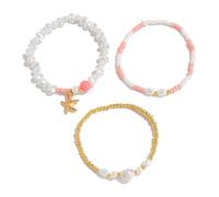 ULIJTH Ciondoli multistrato in stile spiaggia fatti a mano con perline e stelle marine e conchiglie per impilare braccialetti dell'amicizia con catena a mano multistrato in acrilico e perle, Misura