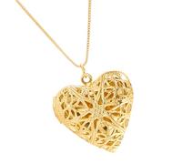 ULIJTH Collana vintage con medaglione a forma di cuore con incisioni floreali, catena regolabile con ciondolo per foto, accessorio per donne
